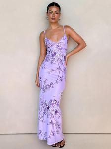 Women's Floral Print  Cami Dress, Elegant Sleeveless Long Dress for Party Holiday Wedding Guest, Ladies Clothes for All Seasons