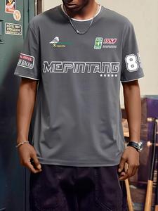 Men's Letter Print Short Sleeve Tee, Loose Casual Fashion T-shirt for Summer, Men's Top for Daily Wear