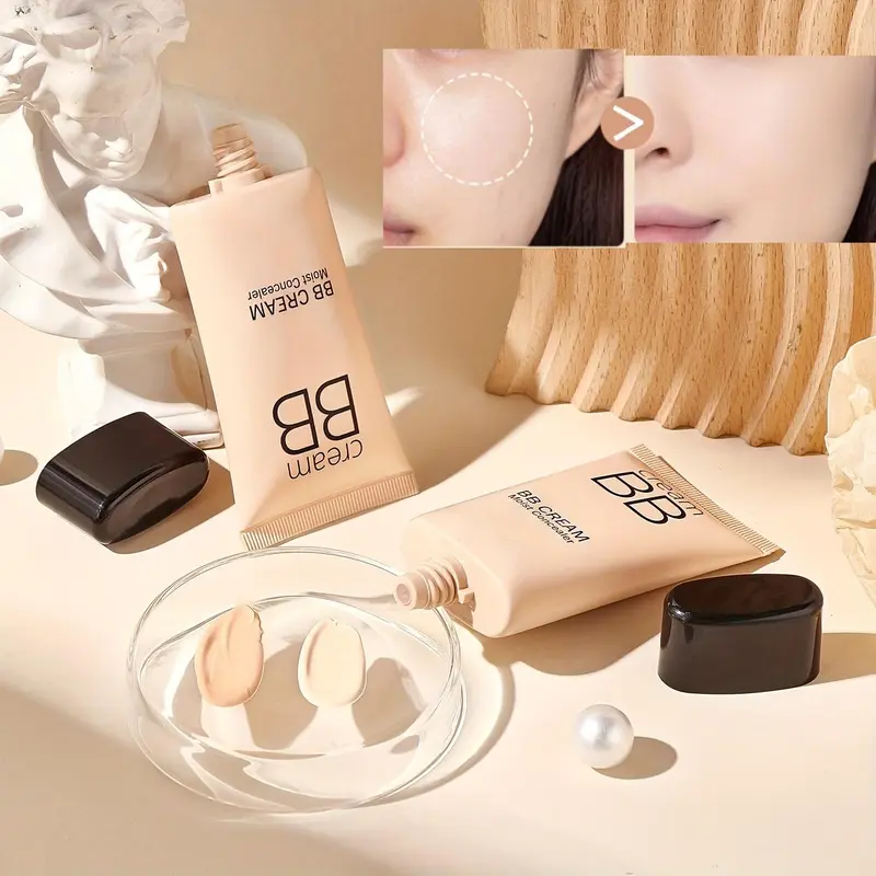 Waterproof BB Cream Full Coverage Concealer, Natural/Ivory 1.41OZ, Long Lasting Foundation Make Up, Oil Control, Even Skin Tone, Hide Pores, Christmas Gift 0