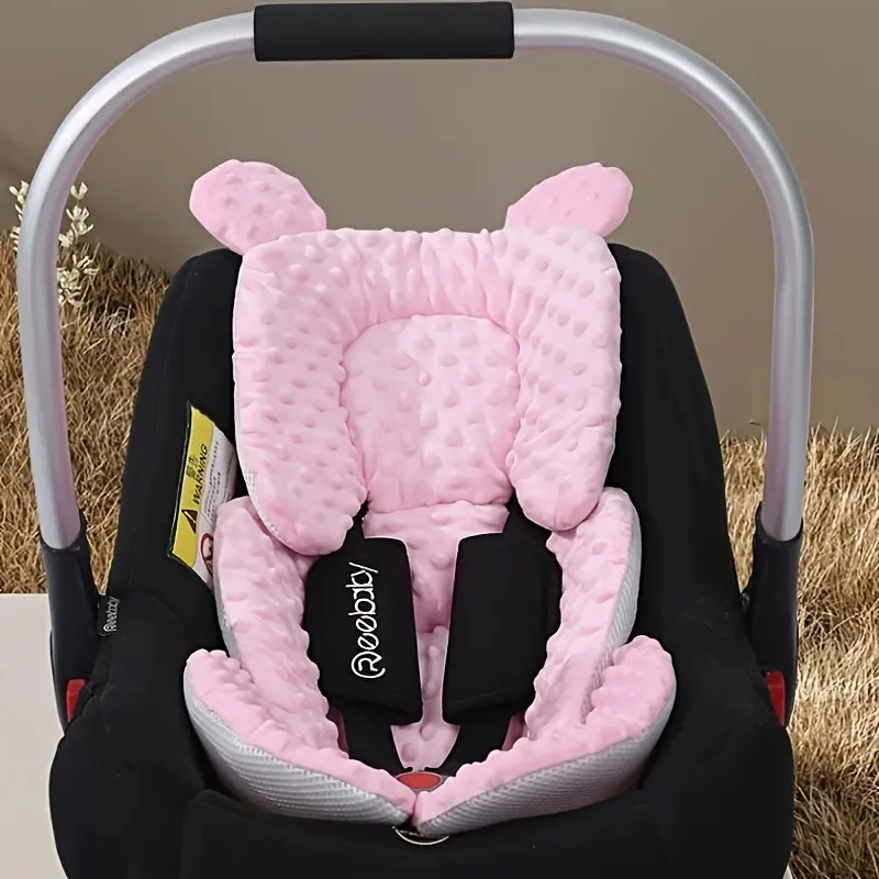 Rainbow Snowman A Dual - Sided Thickened, Warm and Breathable Car Seat Liner for Infants and Toddlers. It's a Universal Fit Cushion Made of Polyester Fiber, Available in Pink and Blue. 1
