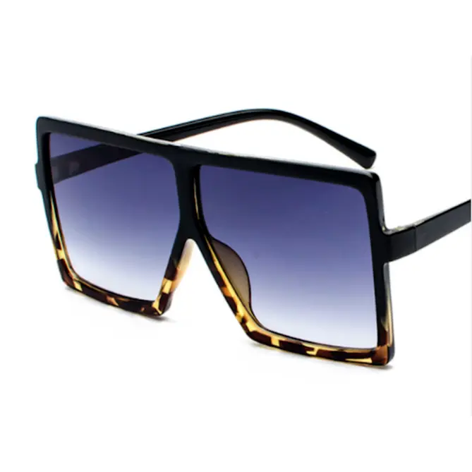 Black Square Flat Top Large Fashion Sunglasses Women Shades Big Oversized 6
