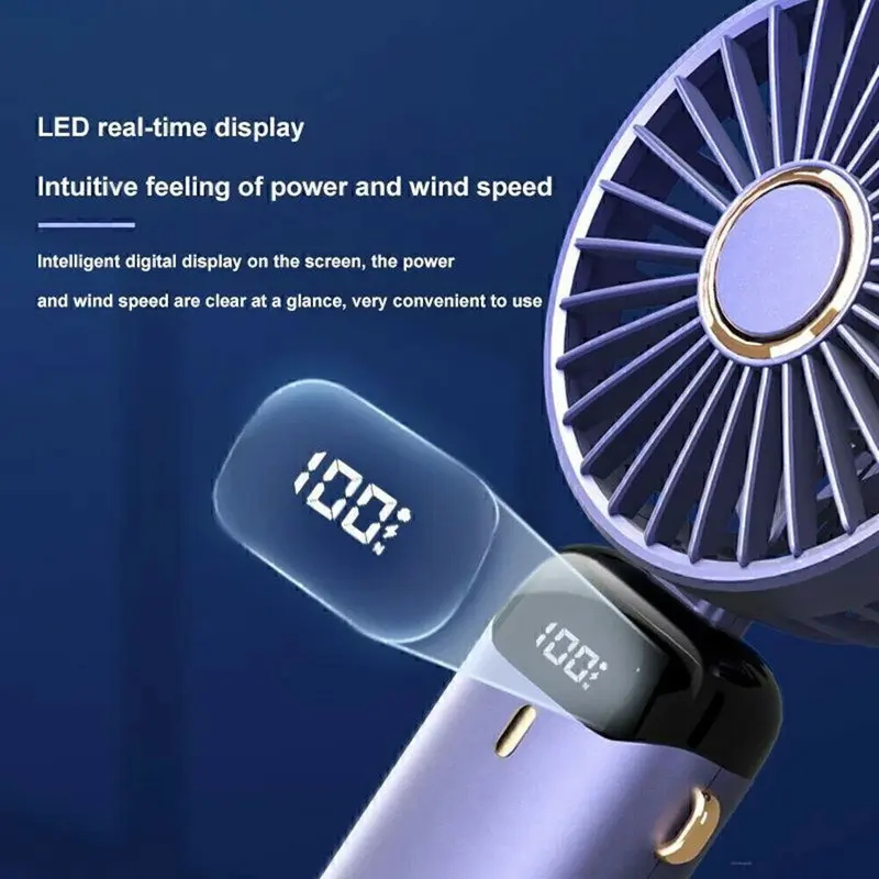 10000mAh Portable Hand-held Fan Mini Folding Desk Fan Cooler Cooling USB. 5