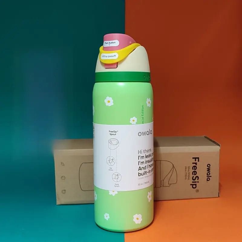 Owala FreeSip Water Bottle 32oz – 2025 Birthday Bash "Pillow Fight Cherry" Limited Edition, Leak-Proof & BPA-Free 6