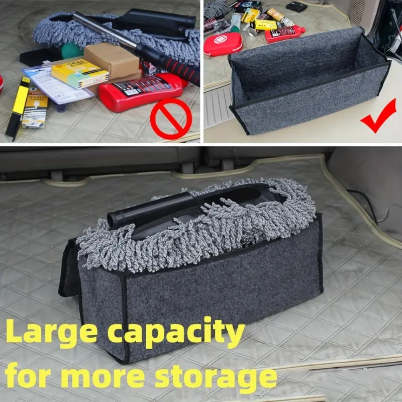 Gray Anti Slip Compartment Boot Storage Organizer Tool Car Storage Bag Car Trunk Organizer Soft Felt Storage Box Car Accessories 3