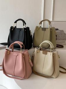 Women's Elegant Solid Color Handbag, Fashionable PU Leather Zipper Shoulder Bag for Daily Used, Casual Trendy Versatile High-quality Daily Commuting Bag