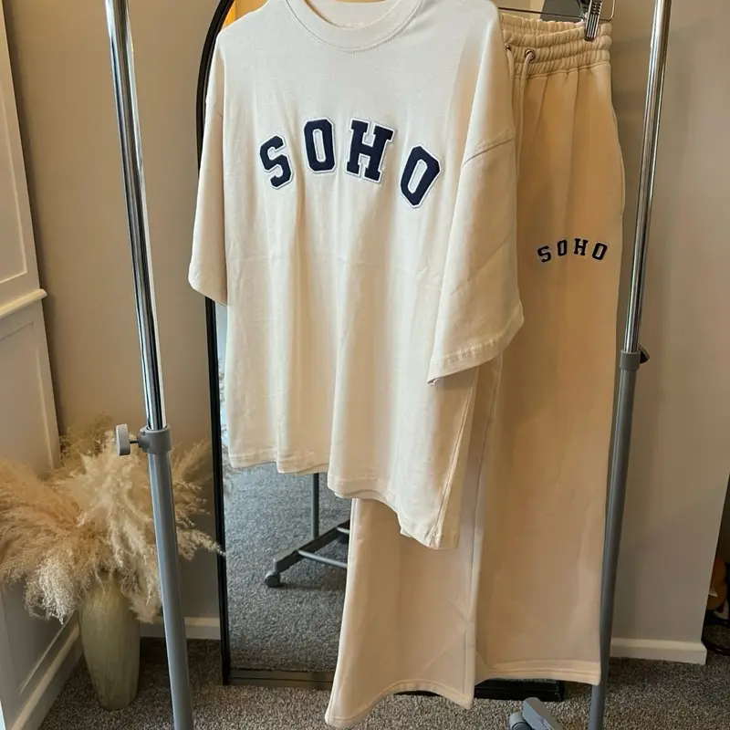 SOHO Women's Cream Fleece Logo Boxy Fit T-Shirt - Oversized - Top, Womenswear