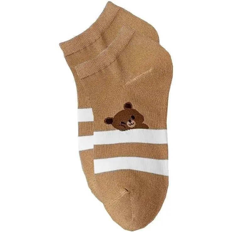 Womens 1 Pair Cute Teddy Bear Novelty Low Cut Trainer Socks One Size UK 3-7 EU 35-40 1