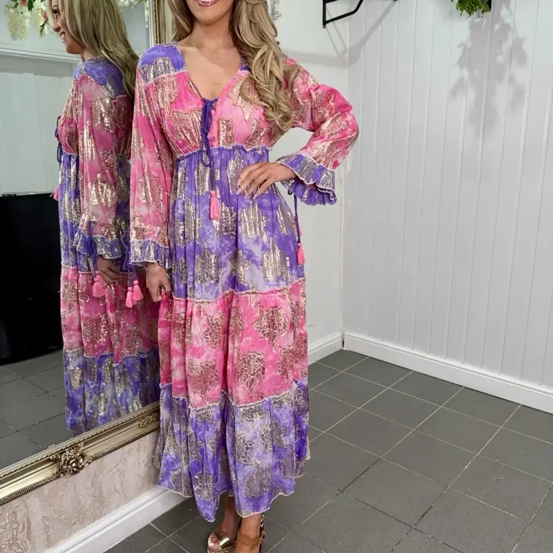 Embellished Gold Metallic Maxi Dress - 2 Colours 5