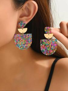 Boho Style Colorblock Star Design Dangle Earrings, Fashion Jewelry for Women, Daily Clothing Decor, Trendy All-match & Exquisite Jewelry for Birthday Gift