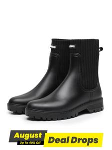 Women's Solid Color Ankle Boots, Fashion Boots for Women, Round Toe Water Boots for Women for Garden, Outdoor Footwear, 2025 Autumn Outfits Trendy Comfortable Walking Shoes for Daily Wear, Perfect for Students and Outdoor, Cute Winter Outfits