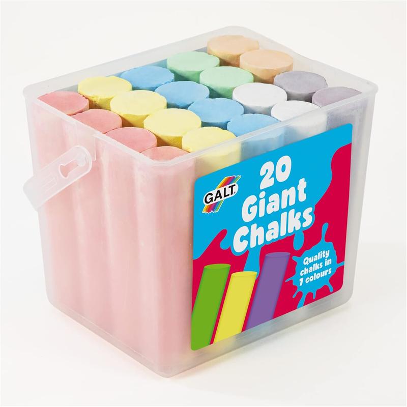 Product Introduction of Galt 20 Giant Chalks - Extra Large Childrens Chunky Pavement Chalks - Bright Vibrant Colours - Washable, Easy Clean Outdoor Kids Garden Toys - Portable Carry Case with Handle - Ages 3 Years Plus 7