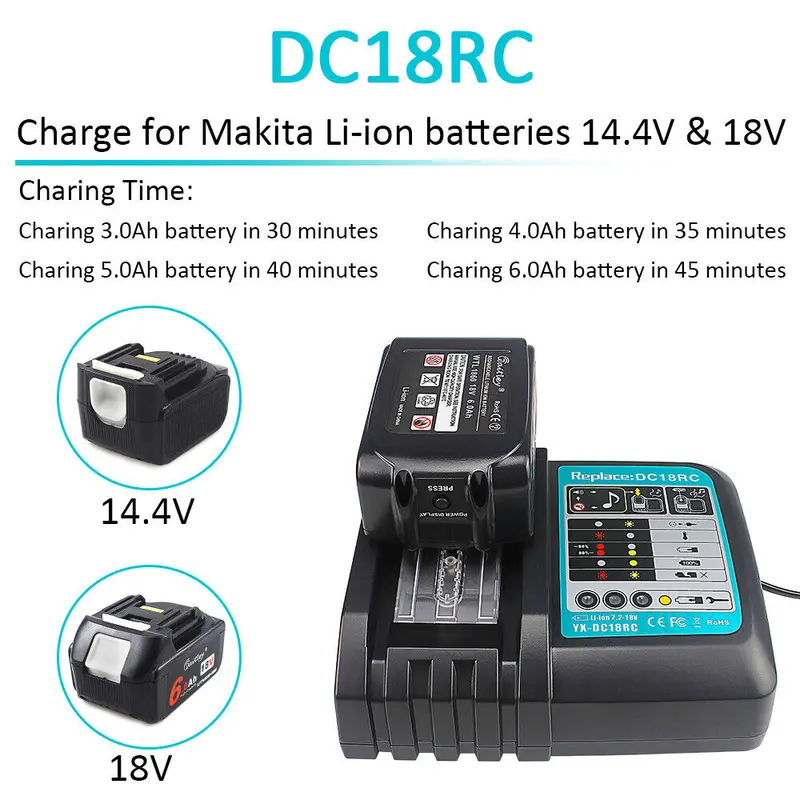 Fast Battery Charger Fit For Makita BL1830 BL1840 BL1850 7.2V-18V 3A LCD Display 1