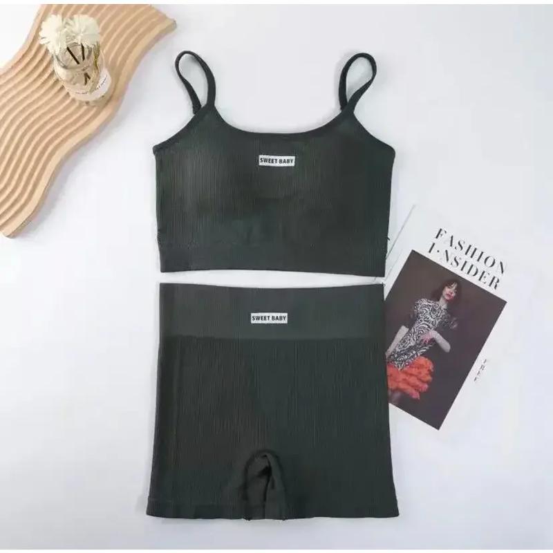 Womens Intimate Sexy Bra Bustier Shorts Set Camisole Padded Tank Top Female Slim Sports Underwear Pants Suit Summer Lingerie 7