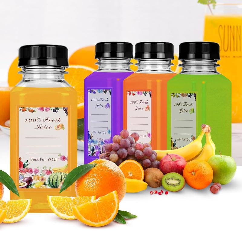 250ml Plastic Juice Bottles 6Pcs - Reusable PET Drink Bottles With Lids 1