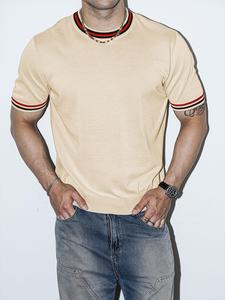 Men's Regular Fit Plain Round Neck Tee, Casual Comfy Short Sleeve T-shirt for Summer, Fashion Men's Top for Daily Wear