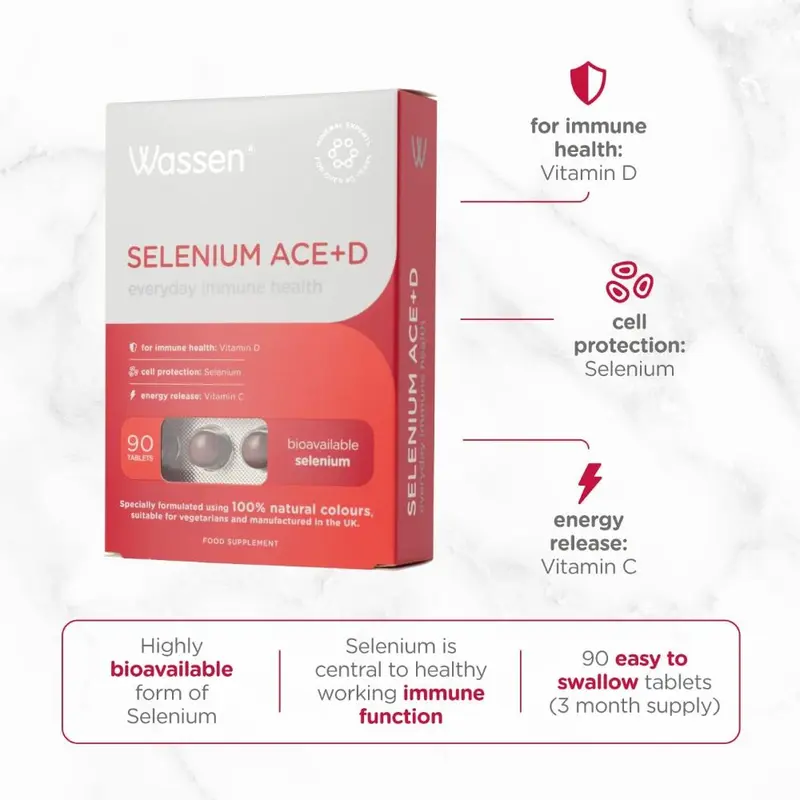 Selenium ACE+D Immune Health - 90 Tablets | Selenium Supplements | Immune System Vitamins | Selenium and Zinc Supplements Contribute to Normal Function of Immune System | Vitamin C D and Zinc 1