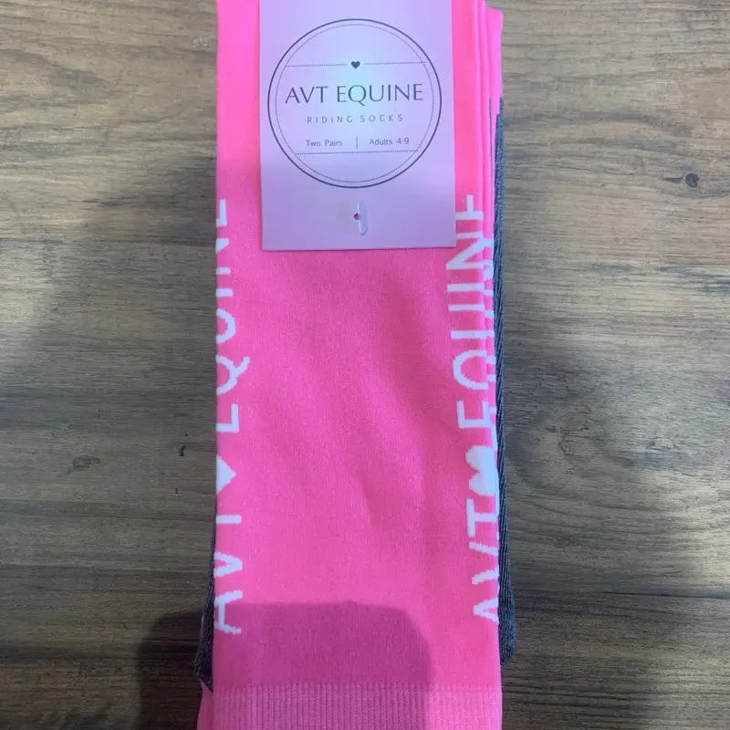 A V T Equine Horse Riding Socks in pink for Women. 2 pairs in each pack also available in green, black, purple and blue 0