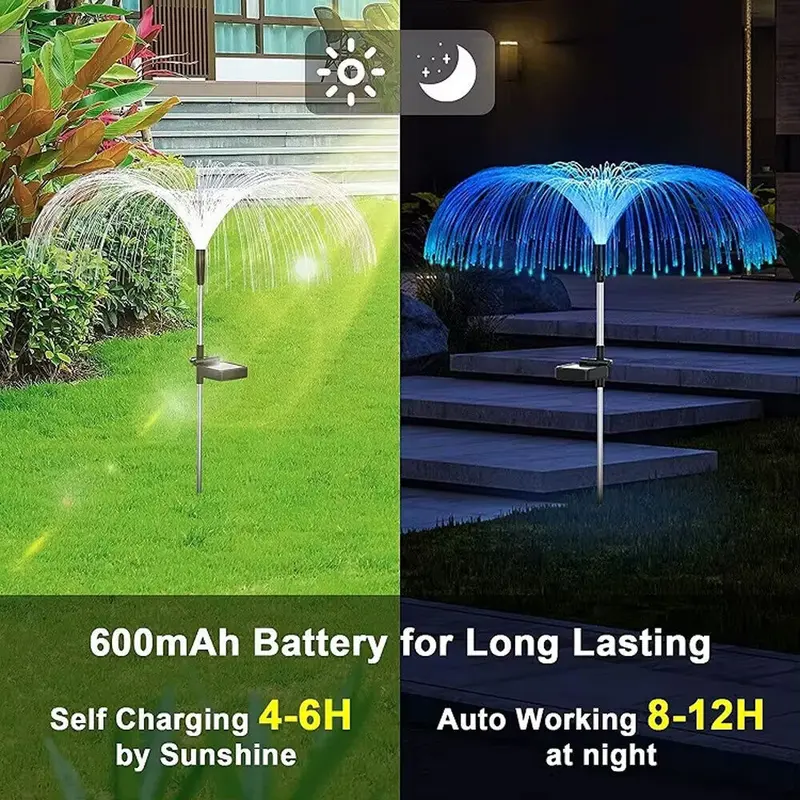 Solar Light for Outside 2 Pack 7 Colors Changing Jellyfish Light Outdoor Waterproof Solar Flowers Garden Lights for Yard Pathway Lawn Festival Wedding Party Decoration 4
