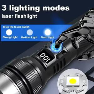 900000LM Powerful LED Flashlight Zoom Torch with Digital Display Portable Type-c Rechargeable