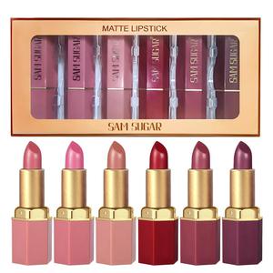 Long Lasting Matte Lipstick Set, 6 Counts/set Moisturizing Shimmer Lipstick, Glossy Lip Glaze Stick, Plumping Lipstick for Girls & Women, Trending Makeup, Summer Makeup, Korean Makeup