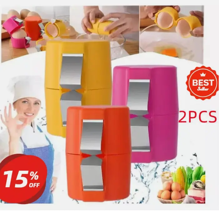2PCS Egg Cracker Tool Handheld Eggshell Separator Kitchen Baking Tools Egg Hot Set Utensils 2