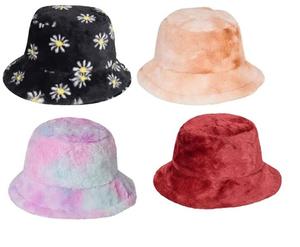 Findfashion Women's Faux Fur Bucket Hat Fluffy Winter Warm Hat For Women Girls