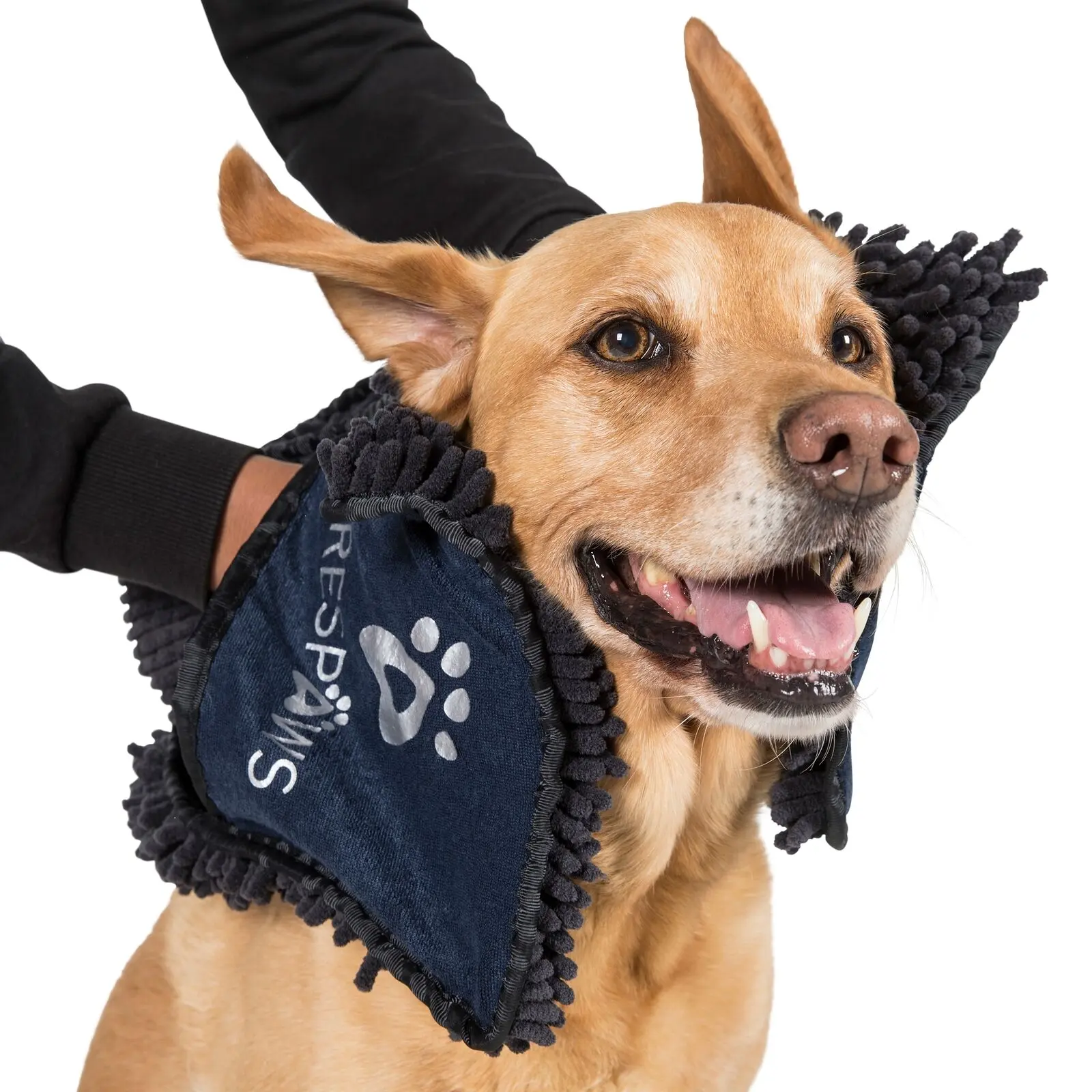 Trespaws Dog Drying Mitt Super Absorbent Chenille for Wet and Dry Dogs Willow