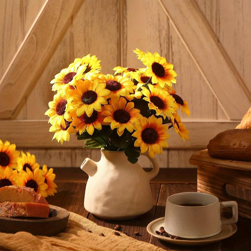 Product Introduction of 4 Bunches, Sunflower Artificial Bundles With Stems Bouquet Fake Plants UV Resistant Plastic Greenery Faux Outdoor Flower Plants No Fade For Garden Porch Window Box Decorating Decorative Fruit 0