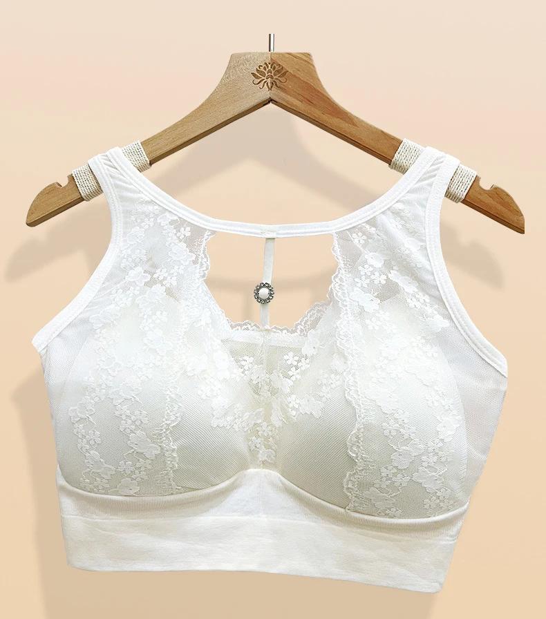Product Introduction of Sexy Hollow Lace Underwear Latex Chest Pad Without Steel Ring Gathering Anti Beauty Back Wrapped Bra 10