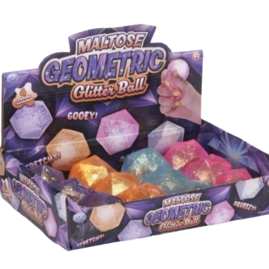 Geometric Glitter Ball Squishy Fidget - Stress Relief Toy
