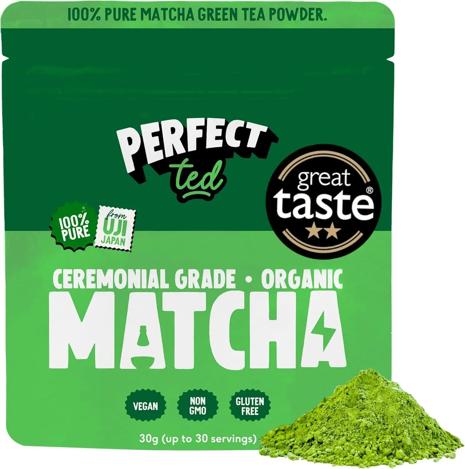Ted Powder | Organic 30g | Organic Ceremonial Grade | Japanese Matcha Tea Powder | Matcha Fuel | (30 Servings)