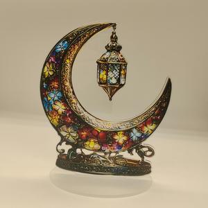 Moon & Lantern Design Desktop Decoration, 1 Count Colorful Ramadan Decorative Ornament, Home Decor for Living Room Bedroom, Room Decor, Home Decor