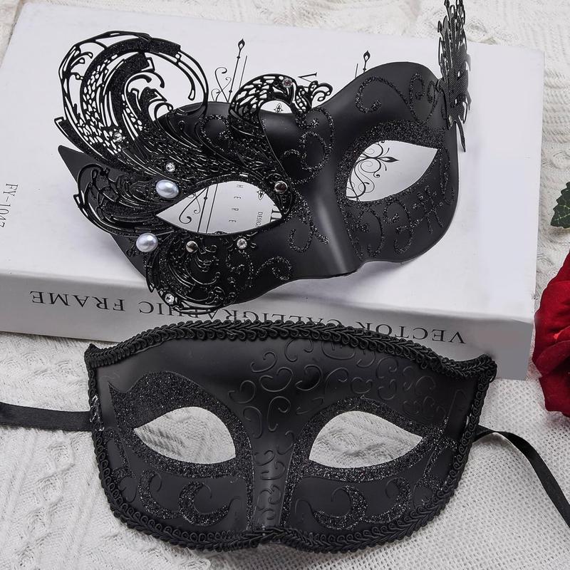SIQUK Couple Masquerade Masks Venetian Party Mask Halloween Costume Carnival Mask for Couples Women and Men 3