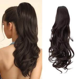 18 Inch Big Wave Curly Claw Clip Ponytail Hair Extension – Natural Synthetic Voluminous Hair Pieces for Women Party & Daily Wear