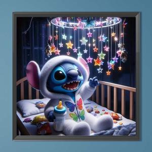 Stitch Pattern Diamond Arts Colorful Painting Kit, DIY Diamond Arts Crafts Kit without Frame, Wall Art Decoration for Home Living Room Bedroom