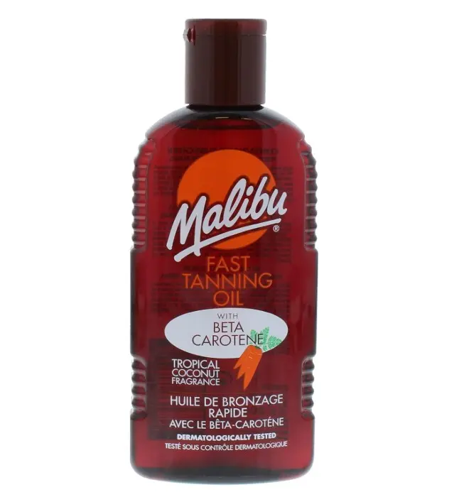 Malibu Sun Bronzing Fast Tanning Oil with Beta Carotene, Water Resistant, Tropical Coconut Fragrance, 200ml