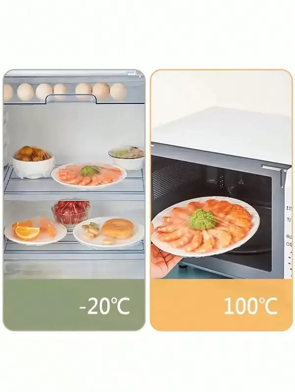100Pcs, Disposable Food Preservation Film Cover, Shower Head Cover, Multi-Purpose Disposable Shrink Bag Disposable Shoe Cover Thickened Kitchen Preservation Film, Home Refrigerator Refrigerated Food Preservation Cover, Elastic Stretchable Cover Cover 4
