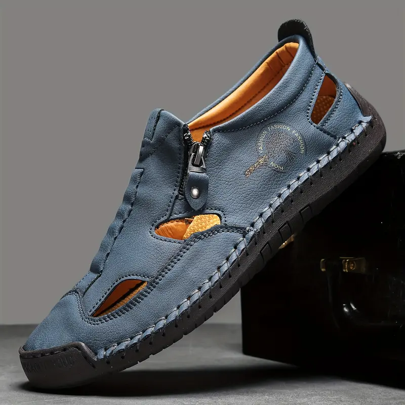Men's Trendy Breathable Solid Colour Slip On Sandals, Comfy Non Slip Durable Beach Water Shoes For Men's Outdoor Activities 4