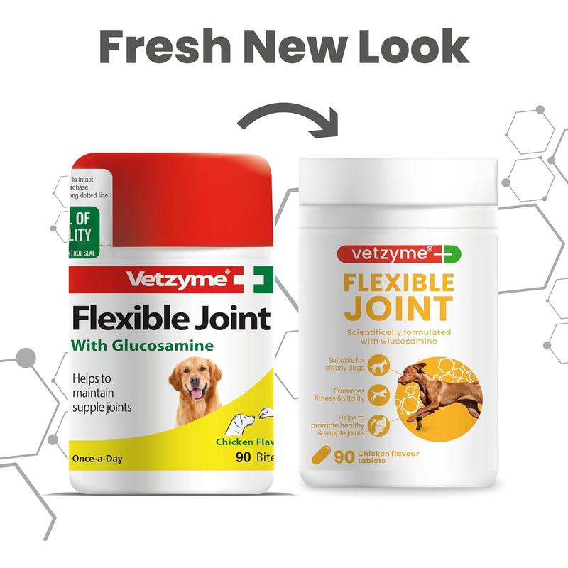 Vetzyme Flexible Joint Supplements for Dogs (90 Tablets) - Hip and Joint Care with Glucosamine, Tasty Chicken Flavour 6