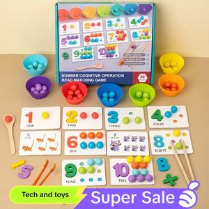 Number Cognitive Operation Bead Matching Game, 1 Set Colorful Bead Matching Puzzle, Preschool Maths Toy, Multifunction Learning Toy, Stocking Filler