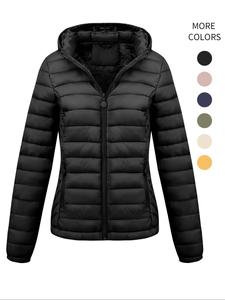 Women's Solid Zip Up Hooded Winter Coat, Casual Long Sleeve Pocket Zipper Outerwear for Spring & Fall, Ladies Clothes for Daily Wear
