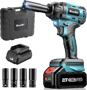 2025 Seesii Cordless Impact Wrench, 10000N.m/550N.m(400ft-lbs)/450N.m Power Impact Wrench 1/2 Inch, 4.0Ah Battery, 3300RPM Impact Gun, 4 Sockets, Electric Impact Wrench for Home Car Tires Truck Mower,WH550