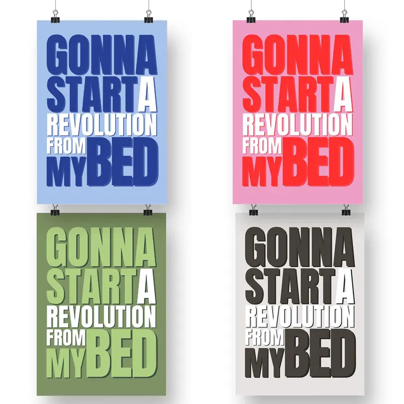 Revolution from my bed - d2 poster: britpop lyric-inspired wall art, music poster, song quote print, modern home decor for music lover 4