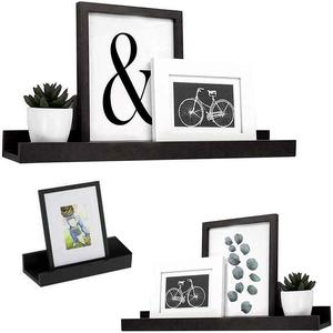 GEEZY Set of 3 Floating Wall Black Set Decor Plastic Shelf Shelves