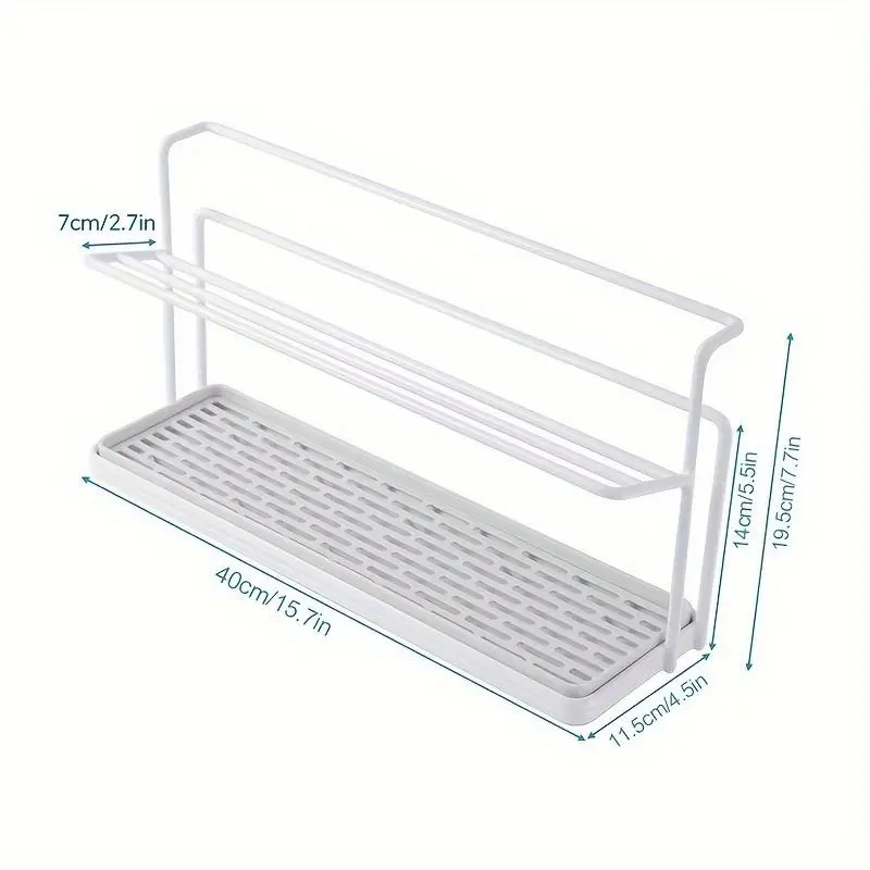 1pc Two-Tier Bottle Drying Rack with Drainage Tray - Durable Carbon Steel, Freestanding Kitchen Counter Organizer for Glass, Metal, and Plastic Bottles - Space-Saving Design, No Assembly Required, Standing Shelf 4