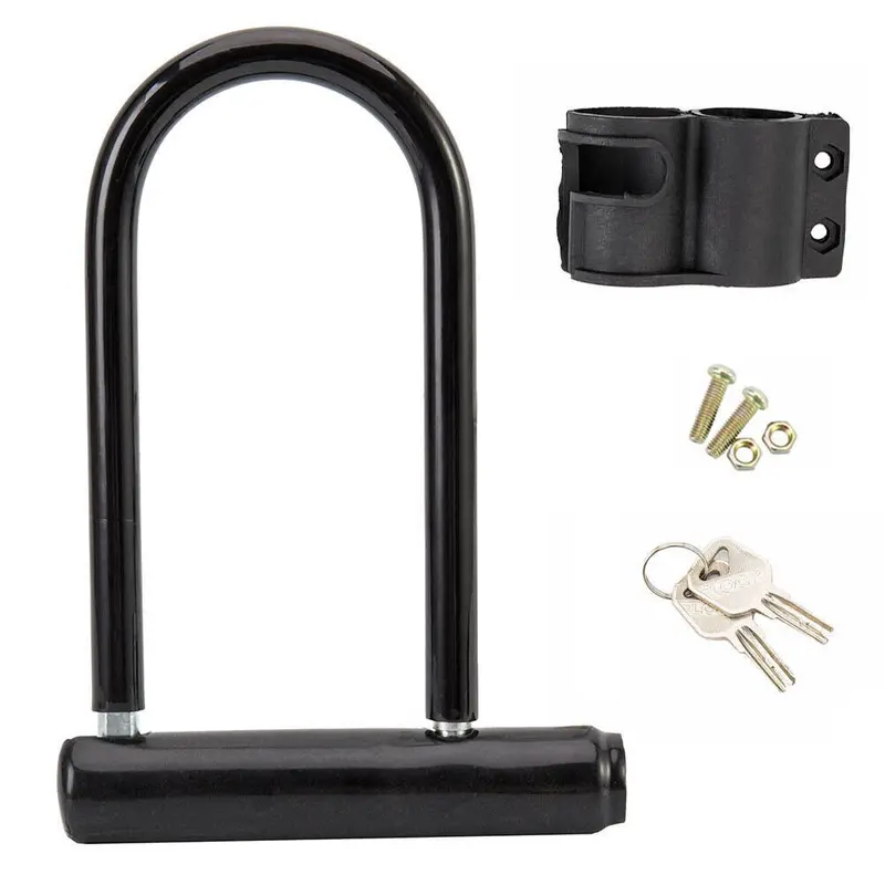 U Shaped Bike Lock With Two Keys Heavy Duty Cable With Bracket Bicycle D Lock 0