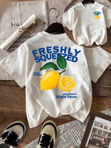 Women's Lemon Graphic Print Round Neck Tee, Fashion Casual Short Sleeve T-shirt, Ladies Summer Clothes for Daily Wear