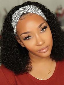 Women's 10inch Short Curly Headband Wigs, Striking Natural Fluffy Hair Wigs, Synthetic Full Machine Wigs for Party, Daily Use