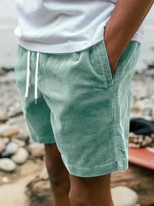 Men's Solid Color Corduroy Shorts, Loose Casual Comfy Breathable Shorts for Summer, Men's Bottoms for Daily Wear