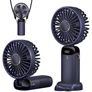 Portable Handheld Fan, 1 Count USB Rechargeable 5-speed Foldable Fan with LED Display, 3-in-1 (Handheld/Neck/Desk) Personal Fan, Ideal Makeup Fan for Women